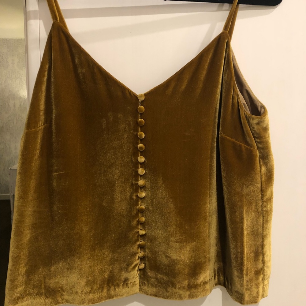 Madewell Gold Velvet Button Down Cami